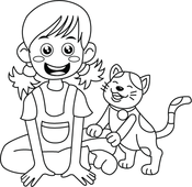 Flicka med katt
